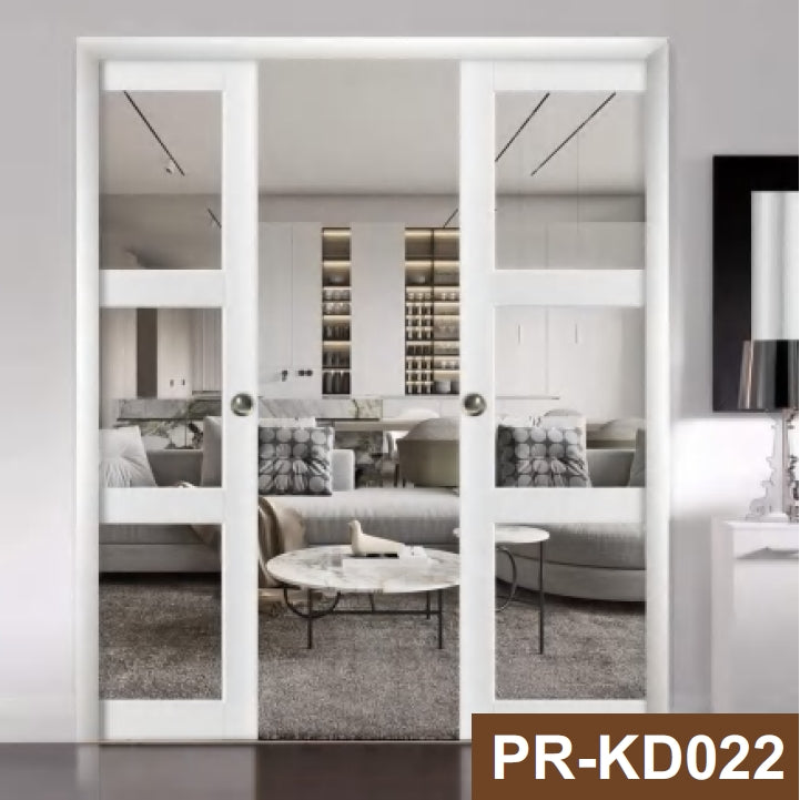Rothnow® wooden lacquered pocket door with white finish, 800mm wide, 2100mm high, 150mm wall thickness, modern interior door