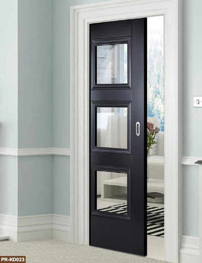 Rothnow® wooden lacquer pocket door in white, 800mm wide, 2100mm high, with 150mm wall thickness, modern interior door design.