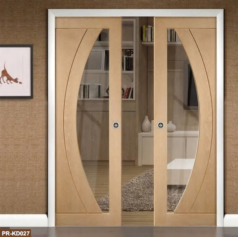 White Rothnow wooden pocket door with lacquer finish, 800mm wide and 2100mm high, with a 150mm wall thickness.