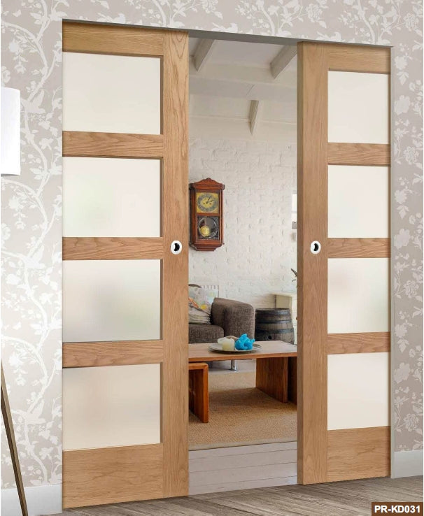 Rothnow® lacquered wooden pocket door, white finish, 800mm wide, 2100mm high, with 150mm wall thickness, for interior use.