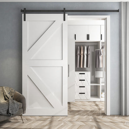 Rothnow wooden sliding barn door with white lacquer finish, 800mm wide, 2100mm tall, wall thickness 150mm, modern interior door