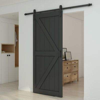 Rothnow® wooden sliding barn door in white lacquer, 800mm wide and 2100mm high, with 150mm wall thickness, interior door style.