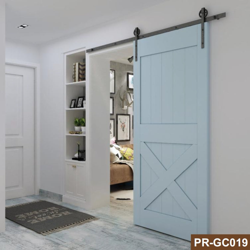 Rothnow wooden sliding barn door with lacquer finish, white lacquered door, 800mm wide, 2100mm high, wall thickness 150mm