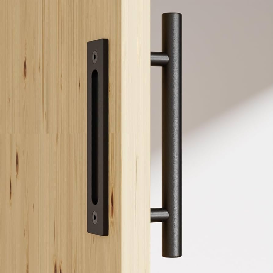 Rothnow® wooden sliding barn door with lacquer finish, white color, mounted on wall, 800mm wide, 2100mm high, 150mm wall thickness