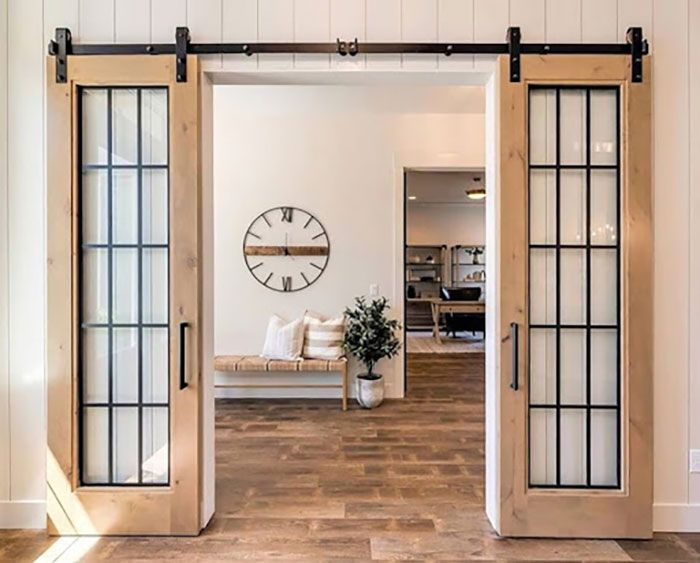 Rothnow® wooden sliding barn door with white lacquer finish, 800mm wide, 2100mm high, wall thickness 150mm, modern door design.