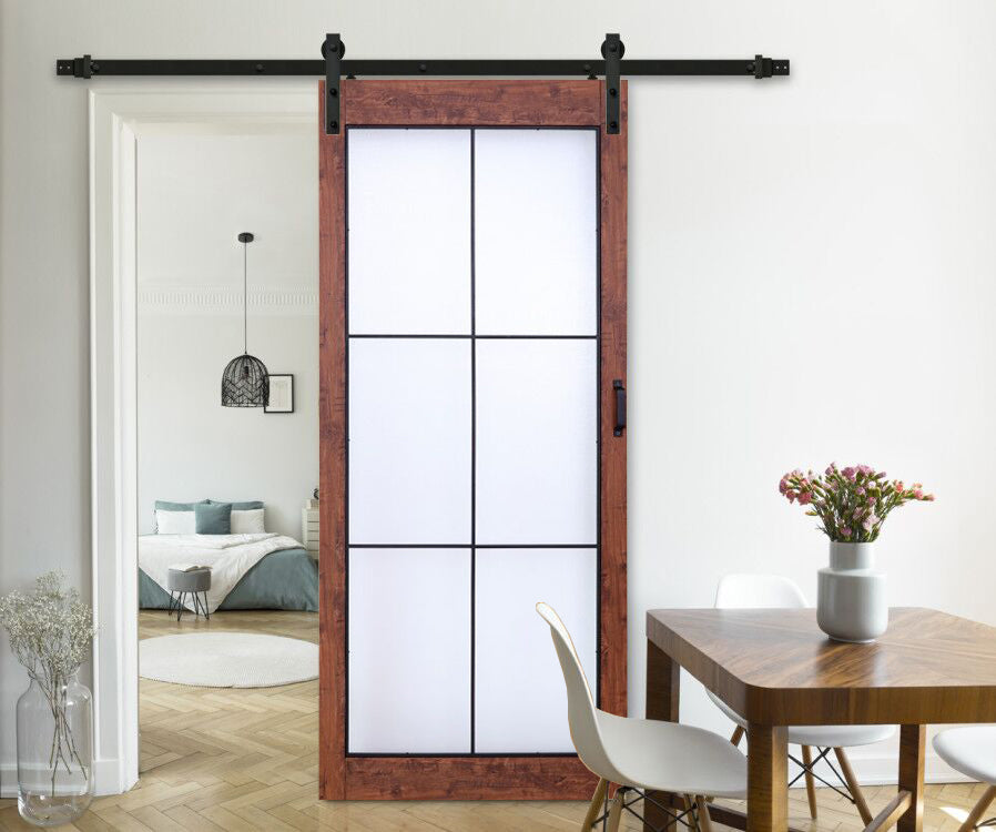 Rothnow® wooden sliding barn door with white lacquer finish, 800mm wide, 2100mm high, wall-thick, modern interior door design