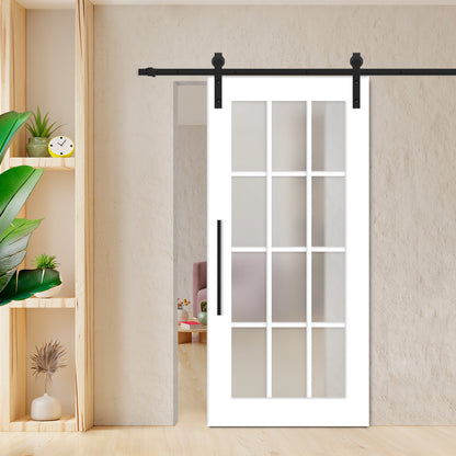 Rothnow® wooden sliding barn door with lacquer finish, white color, measures 800mm wide, 2100mm high, 150mm wall thickness.