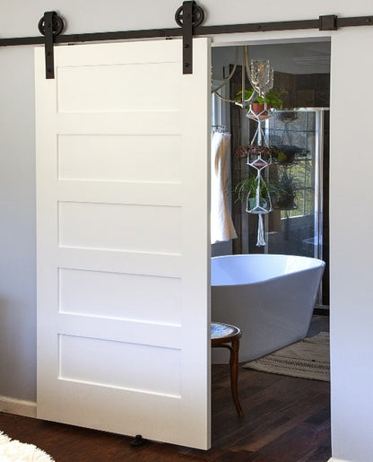 Rothnow® wooden sliding barn door with lacquer finish, white color, measuring 800mm W x 2100mm H, wall thickness 150mm.