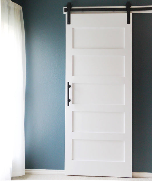 Rothnow® wooden sliding barn door with white lacquer finish, 800mm width, 2100mm height, wall thickness 150mm, model RN-WD046.