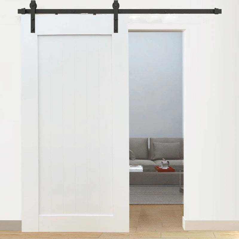 Rothnow® wooden sliding barn door with white lacquer finish, 800mm W x 2100mm H, wall thickness 150mm, modern door design
