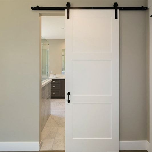 Rothnow wooden sliding barn door with white lacquer finish, 800mm wide, 2100mm high, wall thickness 150mm, for interior use