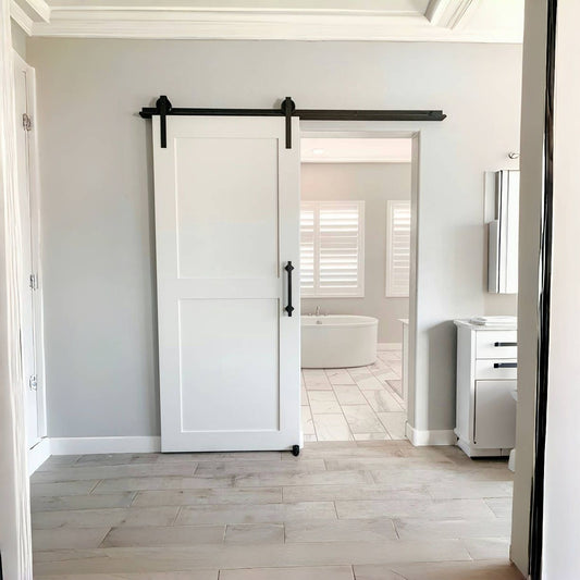 Rothnow wooden sliding barn door with white lacquer finish, 800mm wide, 2100mm high, wall thickness 150mm, modern door design