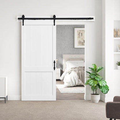 Rothnow wooden sliding barn door, lacquered white finish, 800mm wide x 2100mm high, wall thickness 150mm, for interior use