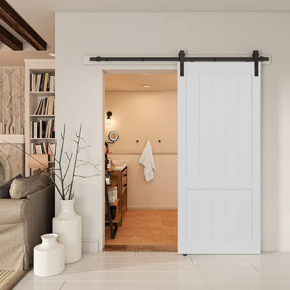 Rothnow wooden sliding barn door with white lacquer finish, 800mm wide, 2100mm high, wall thickness 150mm, modern interior design.
