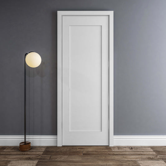 Rothnow® Wooden Sliding Ghost Door in white, lacquer finish, 800mm width, 2100mm height, wall-thickness 150mm.