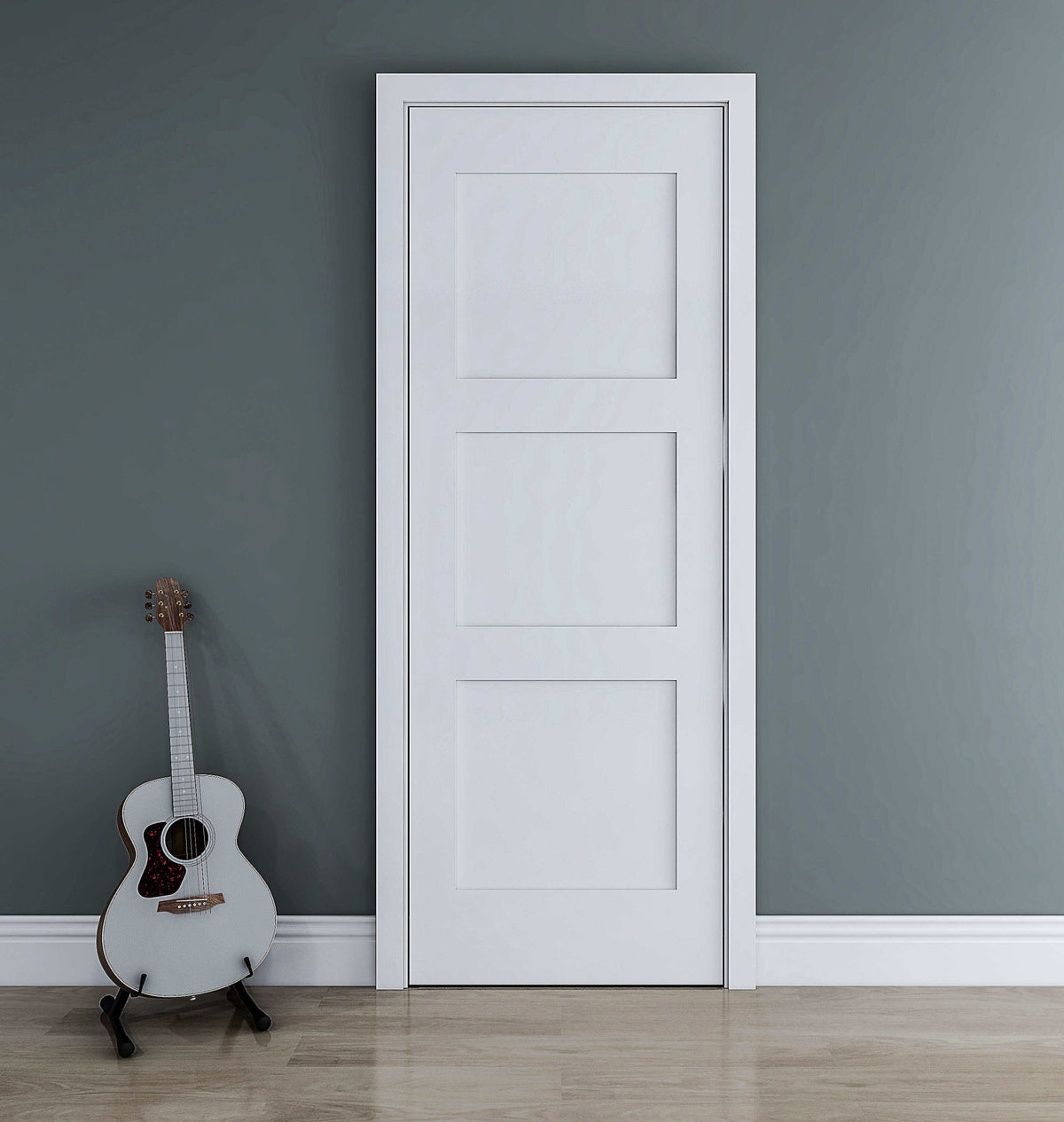 Rothnow® wooden sliding ghost door with lacquer finish, 800mm width, 2100mm height, wall thickness 150mm, in white.