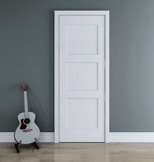Rothnow® wooden sliding ghost door with lacquer finish, 800mm width, 2100mm height, wall thickness 150mm, in white.