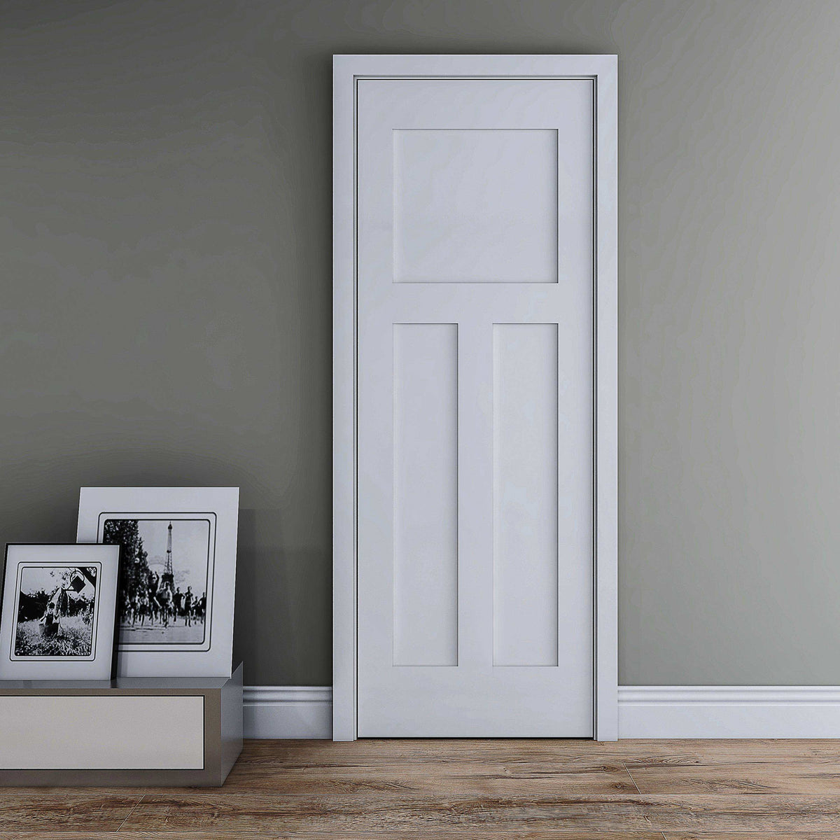 Rothnow® Wooden Sliding Ghost Door in white lacquer, 800mm wide, modern design with sleek wood finish and wall thickness of 150mm.