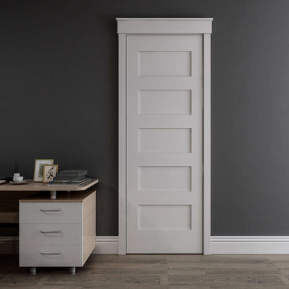 Rothnow® Wooden Sliding Ghost Door in white lacquer, 800mm wide, 2100mm high with 150mm wall thickness, modern interior door.