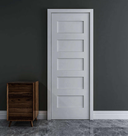 Rothnow® wooden sliding ghost door in white lacquer, 800mm wide, 2100mm high, with 150mm wall thickness, modern interior door.