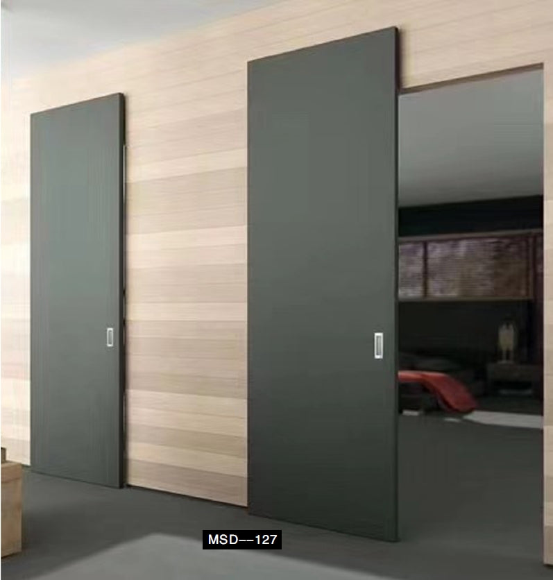 Rothnow® Wooden Sliding Ghost Door in white lacquer, 800mm wide and 2100mm high, with 150mm wall thickness, modern interior door