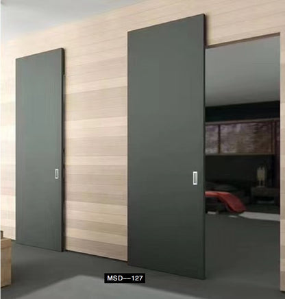 Rothnow® Wooden Sliding Ghost Door in white lacquer, 800mm wide and 2100mm high, with 150mm wall thickness, modern interior door