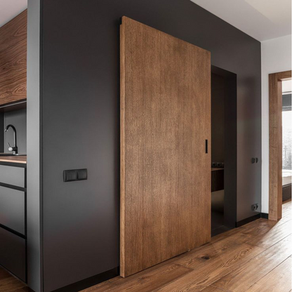 Rothnow® wooden sliding door RN-WD141 with lacquer finish, white ghost design, 800mm wide, 2100mm high, 150mm wall thickness