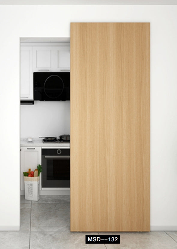 Rothnow® Lacquer Wooden Sliding Ghost Door, white finish, 800mm wide, 2100mm high, modern interior door with wall thickness 150mm.