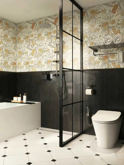 Rothnow Aluminum Partition 16x45 Series slim frame bathroom partition with clear glass and white finish, 800mm wide by 2200mm high