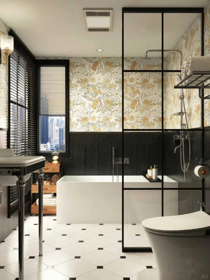 Rothnow Aluminum Partition 16x45 Series slim frame bathroom partition with clear glass and white skin, 800mm wide by 2200mm high.