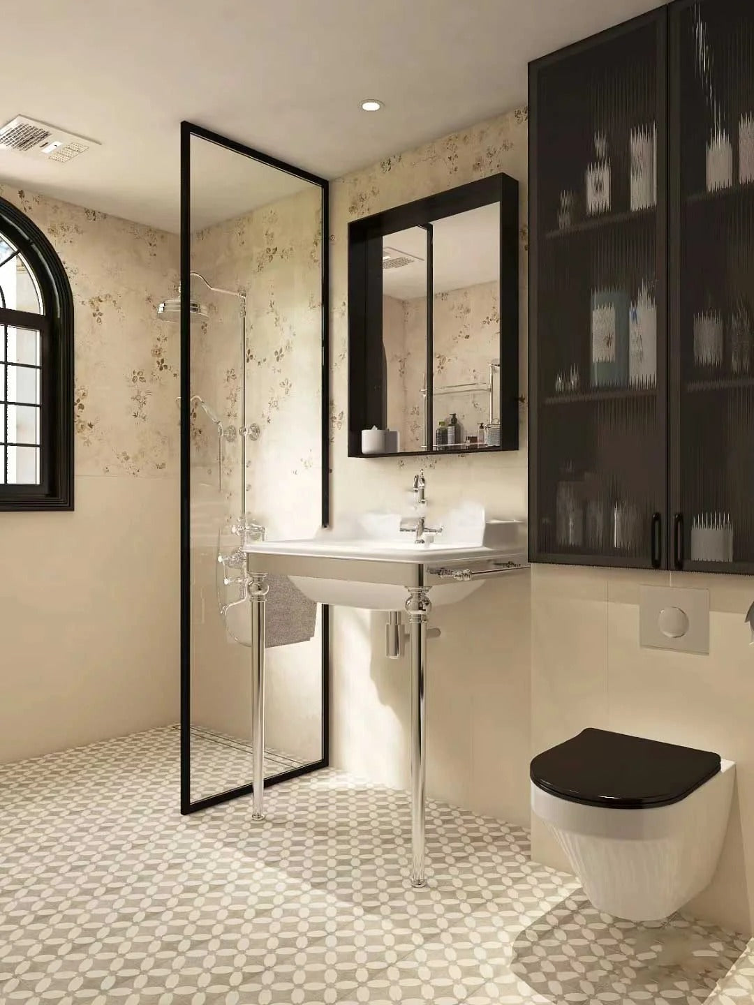 Rothnow® Aluminum Partition 16x45 Series slim frame bathroom and shower room door with clear glass and white finish.
