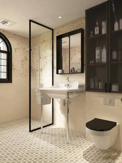 Rothnow® Aluminum Partition 16x45 Series slim frame bathroom and shower room door with clear glass and white finish.