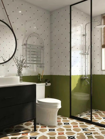 Rothnow Aluminum Partition 16x45 Series Slim Frame bathroom shower room door with clear glass and white finish.