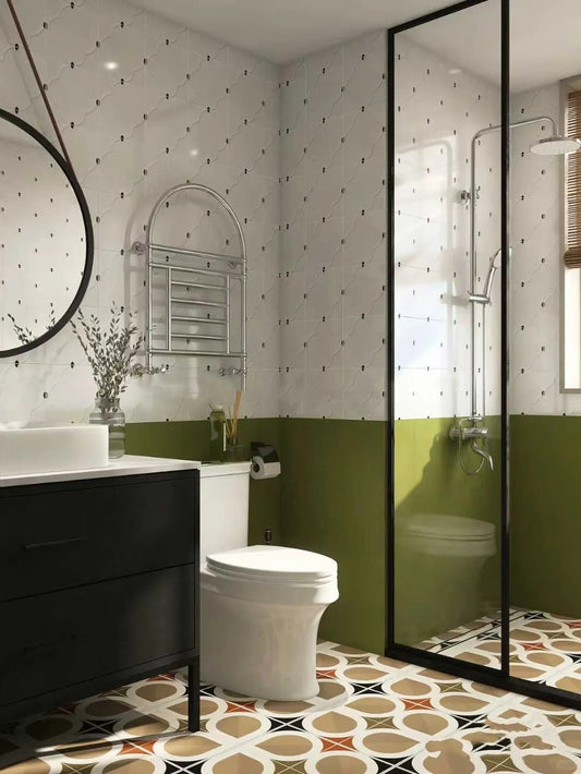 Rothnow Aluminum Partition 16x45 Series Slim Frame bathroom shower room door with clear glass and white finish.