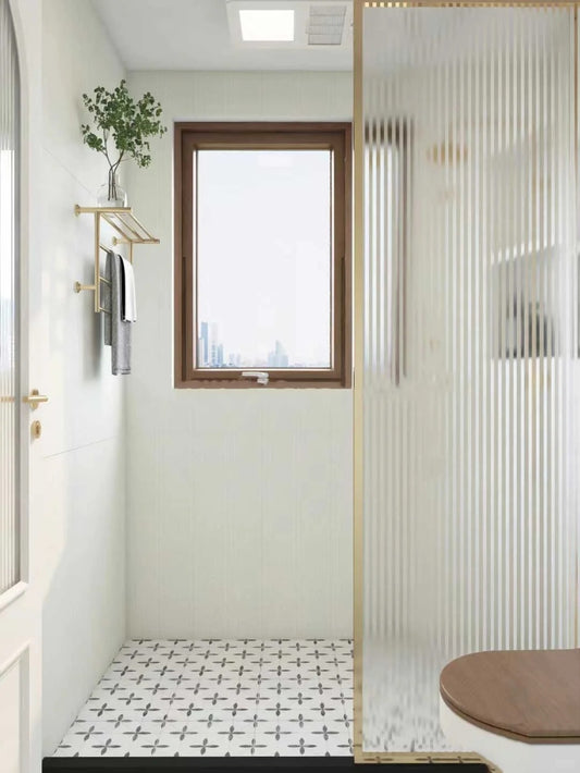 Rothnow® Aluminum Partition 16x45 Series slim frame bathroom door with clear glass and white finish, for shower or bathroom separation.