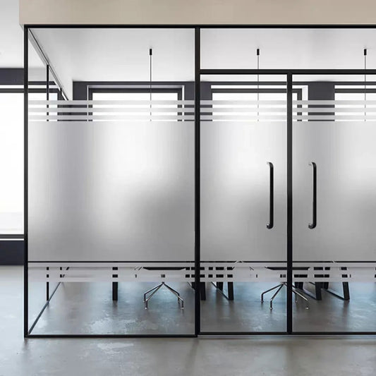 Rothnow® Aluminum Partition 16x45 Series slim frame office partition with clear glass skin and white finish in modern workspace setting.
