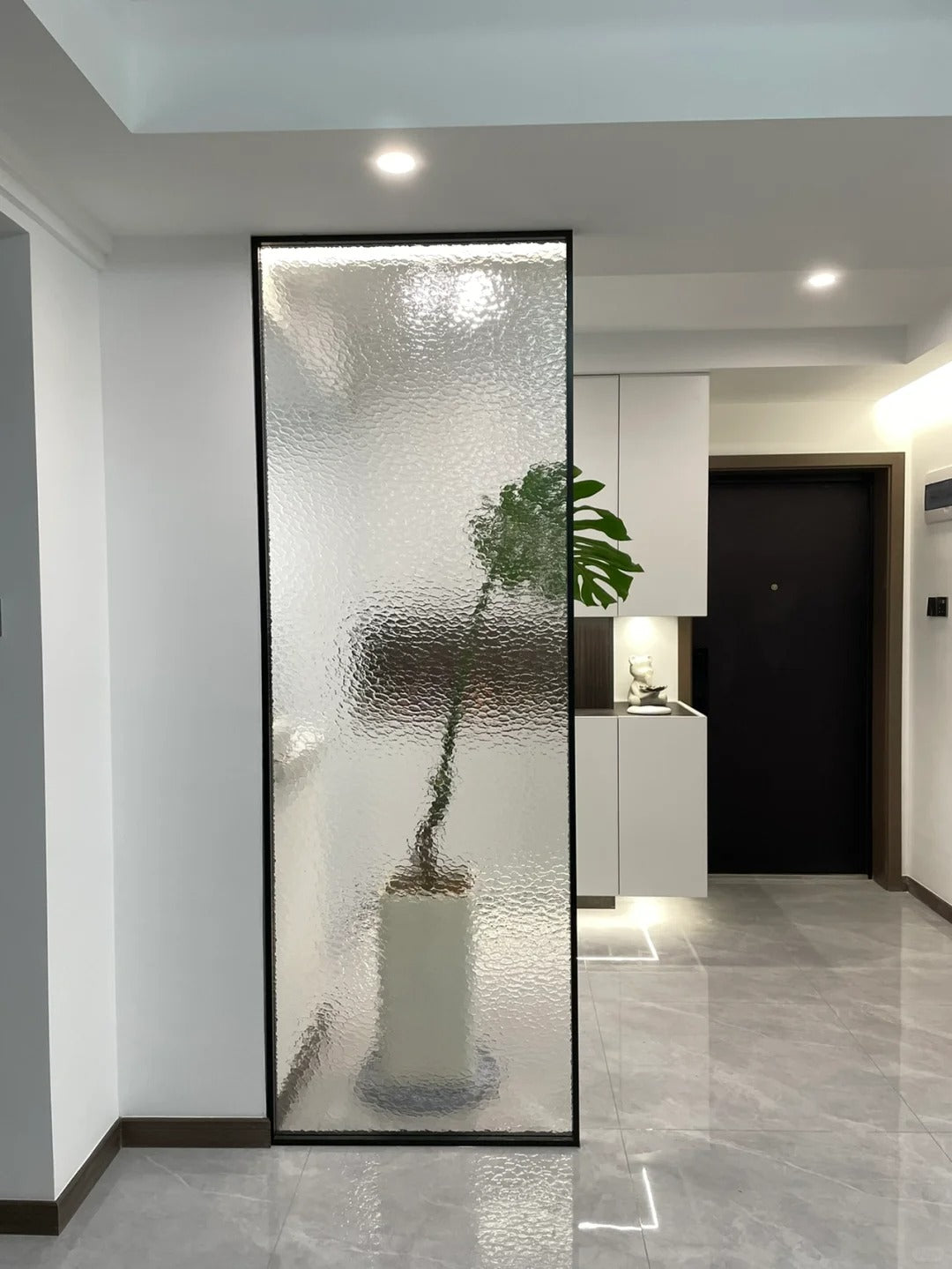 Rothnow Aluminum Partition 7x45 Series slim frame fixed partition with clear glass skin, white finish, 800mm wide by 2200mm high.