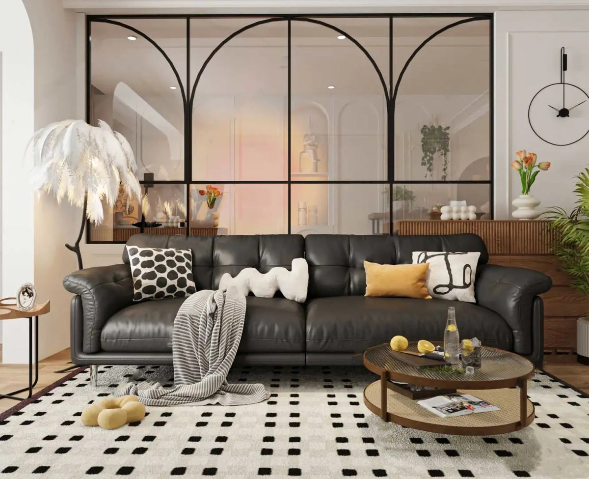Rothnow Arc Top Aluminum Glass Partition with slim white frame, clear glass, French style, 16x45 series for modern interior spaces