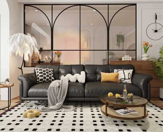 Rothnow Arc Top Aluminum Glass Partition with slim white frame, clear glass, French style, 16x45 series for modern interior spaces