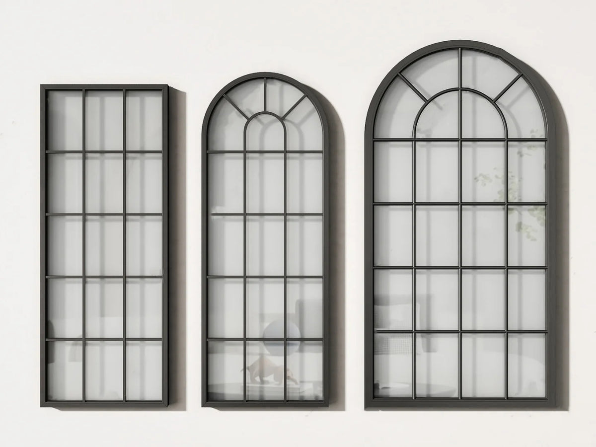 Rothnow® Arc Top Aluminum Partition in white with clear glass, 16x45 Series slim frame, for modern interior space separation.