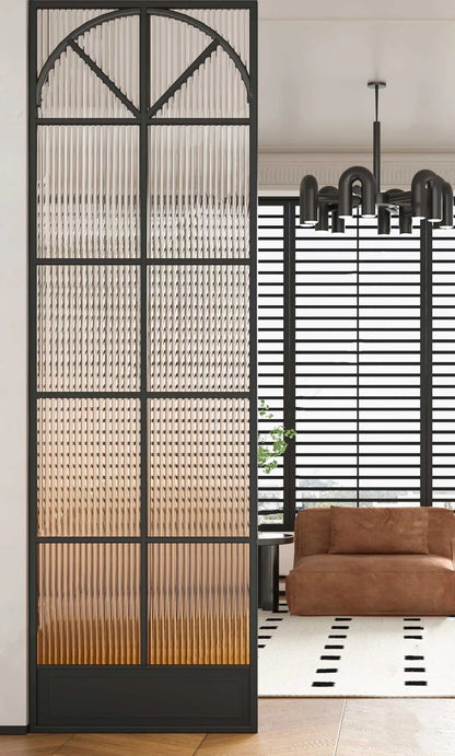 Rothnow® Arc Top Aluminum Partition 16x45 Series slim frame glass partition with white frame and clear glass, 800mm x 2200mm.