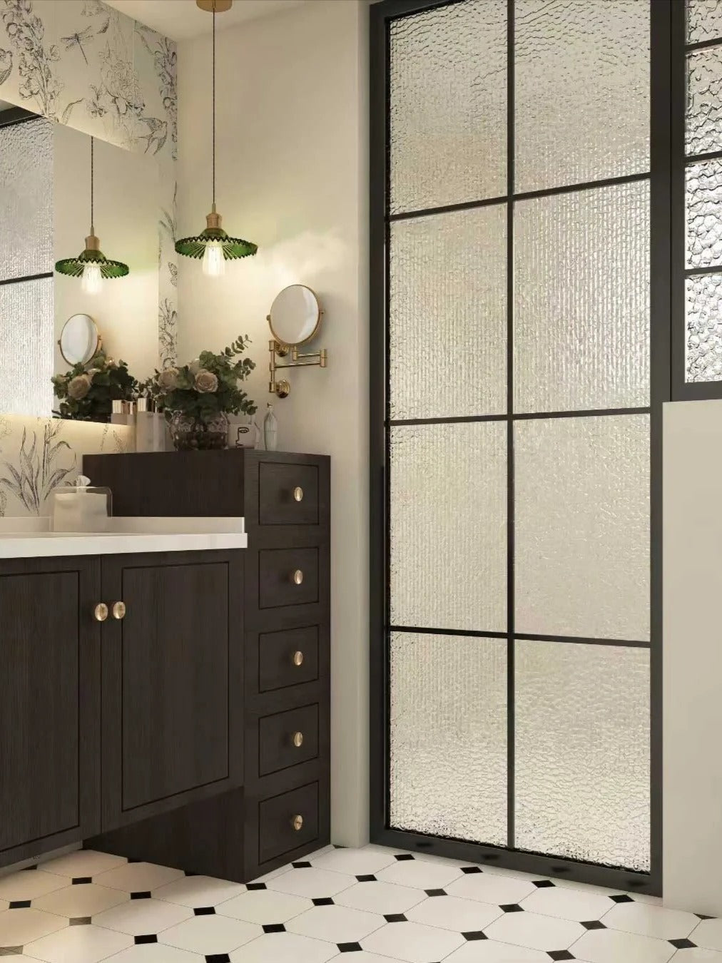 Rothnow French Style Aluminum Partition with clear glass, slim frame in white, 16x45 series for modern interior space division