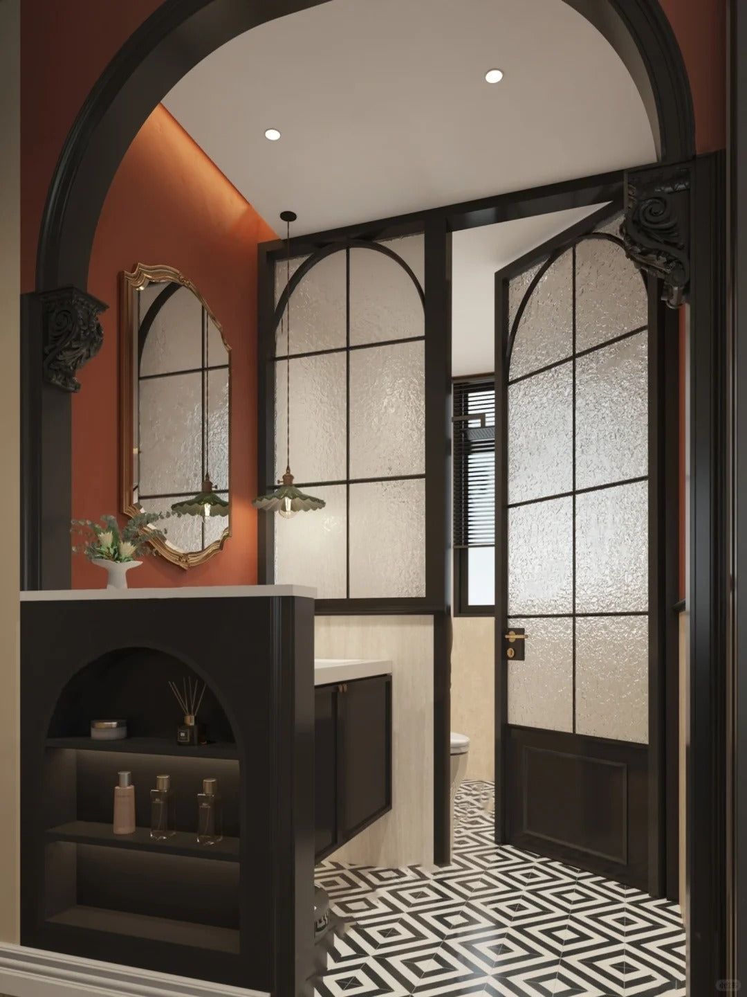 Rothnow French style aluminum bathroom partition with door, 16x45 series slim frame, clear glass skin, white finish, bathroom隔断