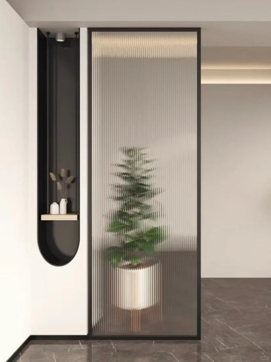 Rothnow® Privacy Glass Aluminum Partition, 16x45 Series, slim fixed frame with clear glass and white finish, for office privacy.