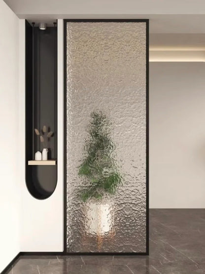 Rothnow® Privacy Glass Aluminum Partition in white with clear glass, 16x45 series slim frame fixed partition for office separation.
