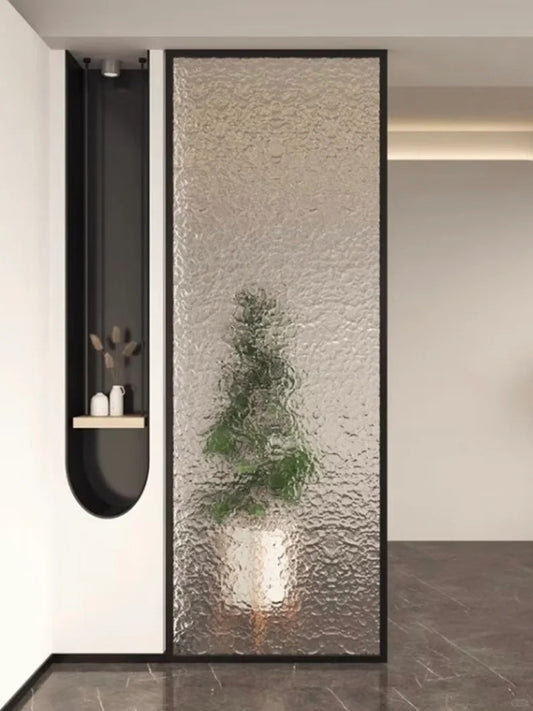 Rothnow® Privacy Glass Aluminum Partition in white with clear glass, 16x45 series slim frame fixed partition for office separation.