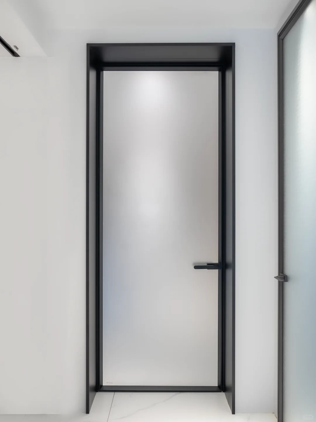 Rothnow® Aluminum Bathroom Privacy Door with clear glass, 16x45 series, white finish, 820mm wide by 2220mm high