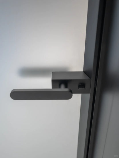 Rothnow aluminum bathroom privacy door with clear glass skin, 16x45 series, white finish, 820mm W x 2220mm H size.