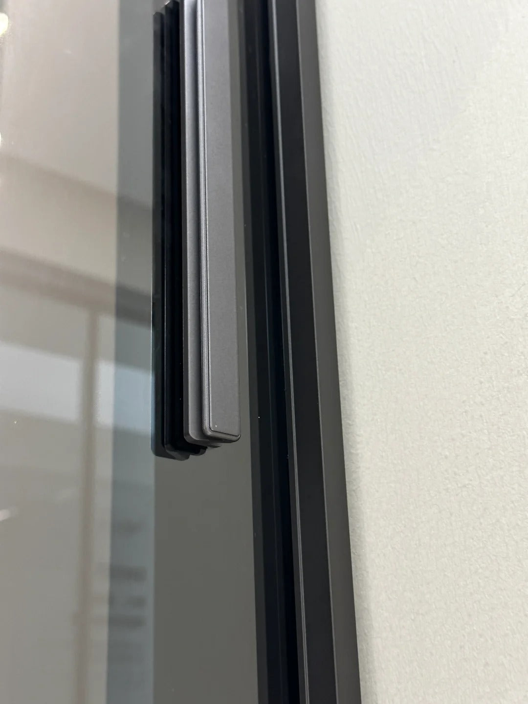 Rothnow® Aluminum 16x45 Series Pivot Door with Crystal Grey glass, white frame, 820mm wide by 2220mm high with clear glass skin