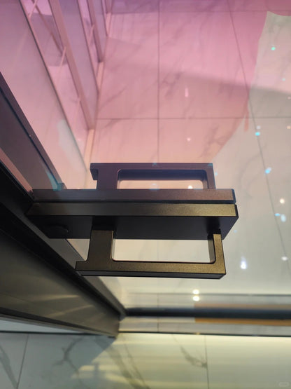 Rothnow Aluminum Door 16x45 Series Pivot Door with Neon Glass, white frame, clear glass, modern design.